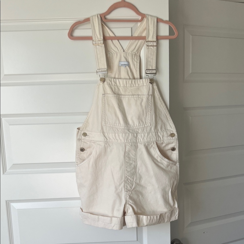 We Wore What cream overalls size Small